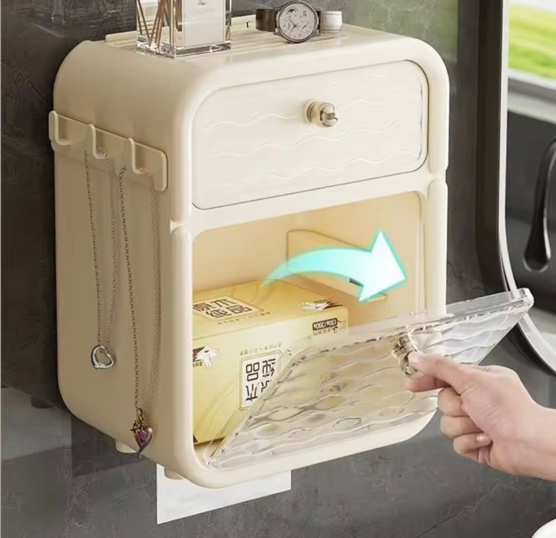 Wall Mounted Paper Napkin Dispenser, Bathroom Rack, Double Layer Plastic Sturdy Kitchen Drawer Box, Reusable Toilet Paper Storage Box Wall Mounted Paper Napkin Dispenser, Bathroom Rack, Double Layer Plastic Sturdy Kitchen Drawer Box, Reusable Toilet Paper Storage Box